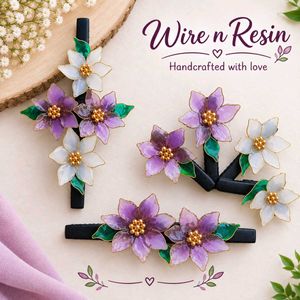 Handmade Floral Resin Hair Clips Set