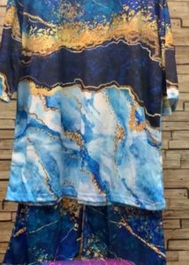 Strecheble Blue Marble Print Co ord  Set