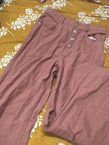 Stylish Pink Button-Fly Pants