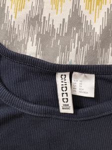 Ribbed Navy Blue Cropped Top