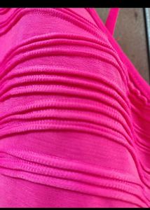 Bright Pink Textured Crop Top