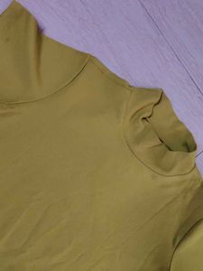 Yellow Turtle Neck Crop Top
