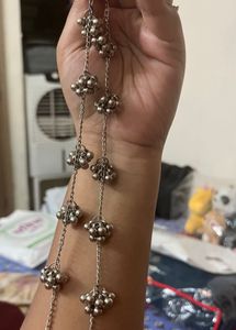 Silver Anklet with Tassel Charms