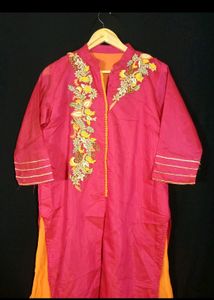 Ethanic Kurta -  Hot Pink +Orange