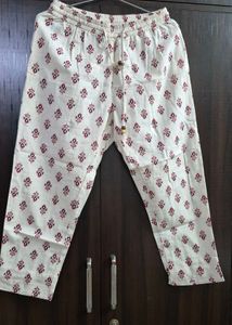 White Printed cotton Pants