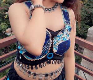 Vibrant Blue &amp; Black Lehenga Choli