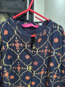 Elegant Navy Blue Printed Kurta