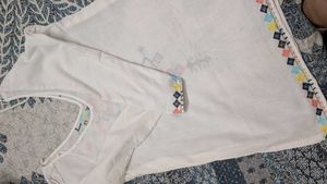 White Kurta with Colorful Embroidery