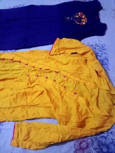 Two Ethnic Kurtas - Blue &amp; Yellow