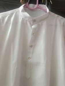 White Mens Cotton Kurta.