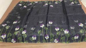 Organza Black Floral Saree