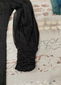 Black Sheer Sleeve Top