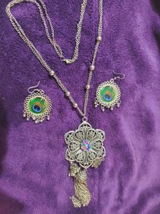 silver oxidised Bohemian Filigree Flower Pendant N