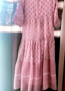 Pink Printed Tiered Kurta