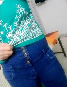 High Waisted Blue Denim Jeans