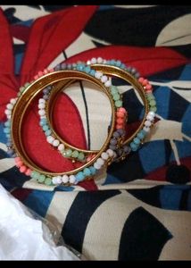 Boho Beaded Flower Bangles