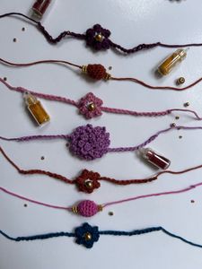 Handmade Crochet Flower Rakhi Can Be Reusable