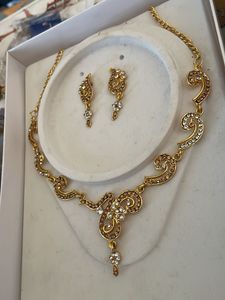 Gold Necklace and Earrings Set