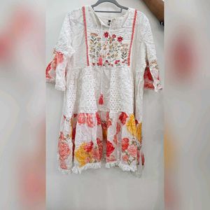 Boho Floral Embroidered Tiered Kurta