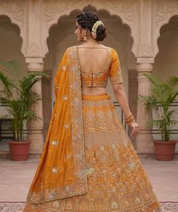 Organza Hand-Embroidered Bridal Lehenga