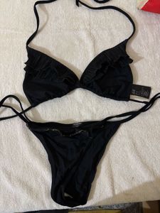 H&amp;M Black Ruffle Bikini Set