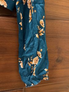 Teal Floral Tie Front Crop Top