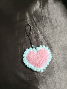 Crocheted Heart phone charm