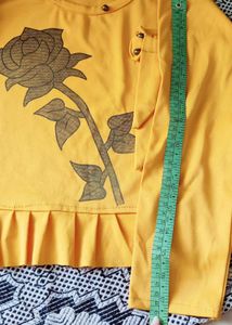 Yellow Rose Print Long Sleeve Top
