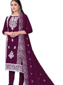 Embroidered Kurta Set - Deep Plum