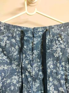 White Stag Women's Blue Floral Jean Skort With Short Inside