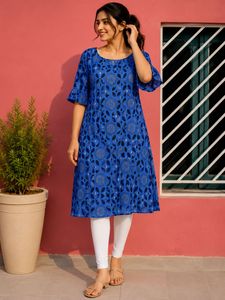 Blue Geometric Print Kurta
