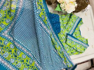 Vibrant Block Print Kurta Set with Dupatta