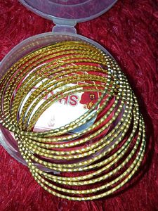 Gold Polished Bangles Set Of 12
