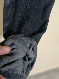 Dark Wash Black Denim Style Leggings for winter