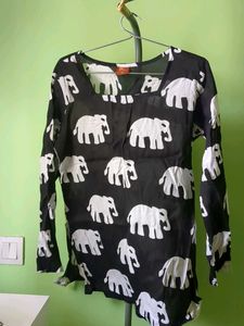 Chic Black Elephant Print kurti