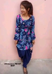 Blue Floral Print Kurta with salwar
