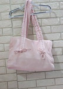 Light Pink Ruched Handle Tote Bag