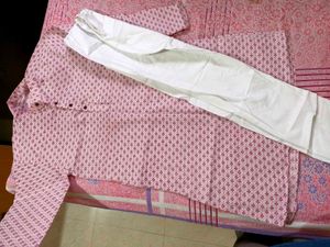 Men's Pink Printed Kurta Set