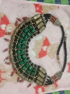 Bohemian Green Beaded Statement Necklace