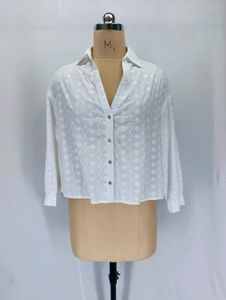 Chic White Embroidered Button-Up Shirt