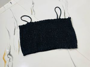 Smocked Black Crop Top