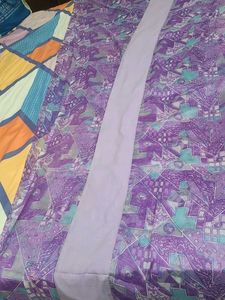 Purple Geometric Print Saree