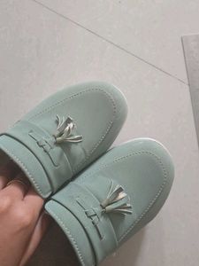 Mint Green Tassel Platform Loafers