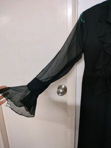 Stalk By Love Black Long Dress/Gown With Frills
