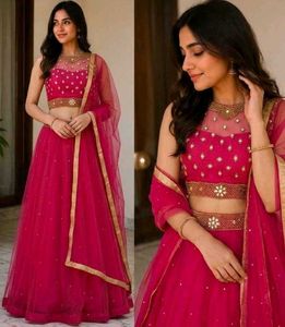 Pink flared lehenga choli set