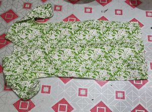 Green Floral Print Kurta
