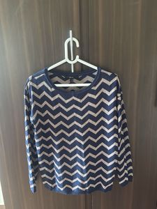 Navy &amp; Gold Chevron Knit Sweater
