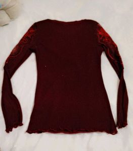 Very Fancy Sequin Work Net Sleeve Top