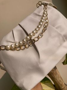 White Pearl Embellished Shoulder Bag