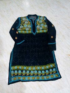Black Embroidered Kurta